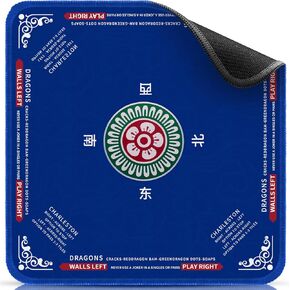Blue Mahjong Mat 32.4×32.4 Inch, Anti-Slip Noise Reduction Mahjong Mat for Table, Suitable Poker, Card, Board Games Table Mat, Tile Games, Dominoes