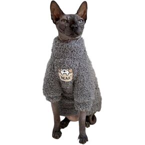 Sphynx Cat Clothes Hairless Cat Super Soft Warm Fleece T Shirt Elastic Winter Sweater Outfit, Pet Clothes for Sphynx Cat Coat for Cats and Small Dogs Apparel (Blue, Large)