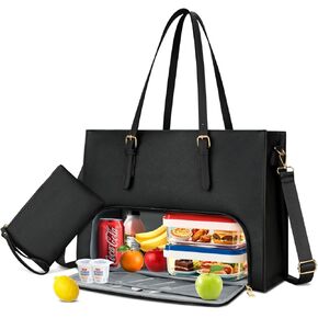 KKXIU Lunch Tote Bag for Women 15.6 Inch Laptop Briefcase Professional Work Purse with Insulated Lunch Compartment Handbags