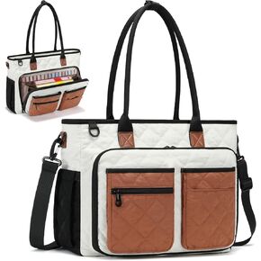 Teacher Tote Bag for Women, Large Teacher Work Bag with Accordion File Organizer Pocket, 15.6 inch Laptop Briefcase