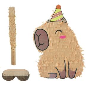 Hippie Pinata,Capybara Piñata with Blindfold and paper Stick,Mexican Birthday Party Decorations Animal Piñata for Kids Boys Grils Holiday Celebration 13 * 8 inch