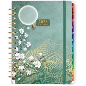 2026 Planner - JAN. 2026 - DEC. 2026, 2026 Planner Weekly and Monthly, 2026 Calendar Planner, Weekly and Monthly Planner with Colorful Tabs, Premium Paper, Twin-wire Binding - Hardcover (6.4" x 8.5", Green, Back Pocket)