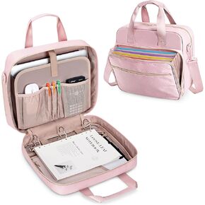 3 Ring Zipper Binder 2 Inch, Accordion File Organizer with Shoulder Strap, Zip Up Binder with 500-Sheet Capacity, Black