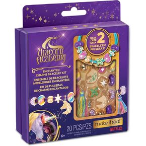 Make It Real: Unicorn Academy: Enchanted Charms Bracelet Kit - 20pc DIY Jewelry Craft, Make 2 Charm & Bead Bracelets, Netflix Series, Girls & Kids 8+