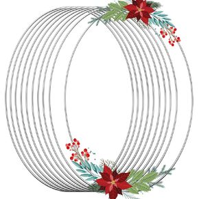 10Pcs Silver Macrame Dream Catcher Rings, Bettoor Metal Hoops DIY Floral Macrame Hoop for Wall Hanging Crafts Wreath Ring for Wedding Wreath Decor (6 Inches)
