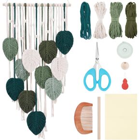 ACRNIGHEET Boho Macrame Leaf Kit for Adults Beginners Large DIY Macrame Kit Leaf Tassels Wall Hanging Elegant Wall Decor Bohemian Macrame Projects Handmade Enthusiast Gift