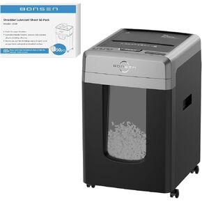 BONSEN 300-Sheet Autofeed Paper Shredder and 50 Pack Lubricant Sheets