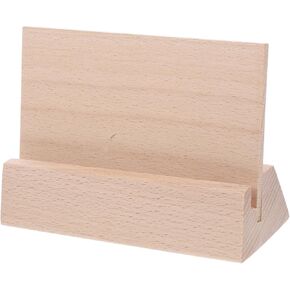 HOMSFOU Wooden Card Holder Stand Elegant Display Base for Calendars Photos and Memos Natural Wood Design for Home Office Use Stylish Desk Accessory
