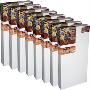 MASTERPIECE Z8DC-3248 3D Pro 2.5" Deep Carmel Portrait Smooth 10.3 oz Cotton Stretched Canvas 32" x 48" White 8 Pack