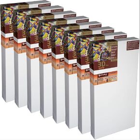MASTERPIECE Z8DC-2233 3D Pro 2.5" Deep Carmel Portrait Smooth 10.3 oz Cotton Stretched Canvas 22" x 33" White 8 Pack