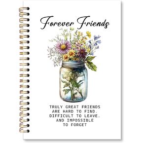 Friend Gifts Notebook Journal, Friendship Floral Spiral Notebook, BFF Bestie Friends Gift Journals Notebooks for Women Men Friends, Friendship Office School Supplies Gifts, 5.5x8.3In