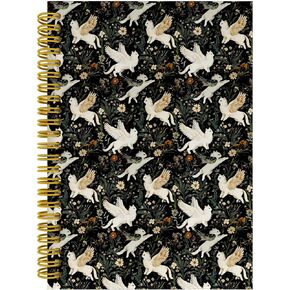 Mythical Dark Mythical Cat Notebook Journal, Cat Lovers Mom Lady Gifts Journal for Women, Dark Green Cottagecore Floral Spiral Notebook 5.5x8.3 for Office School Supplies