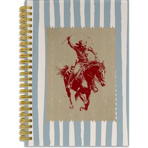 Vintage Western Notebook Journal, Retro Rustic Cowboy Rodeo Blue Stripes Journal for Boys, Cowboy Gifts Spiral Notebook 5.5x8.3, Western Journal for Office School Supplies