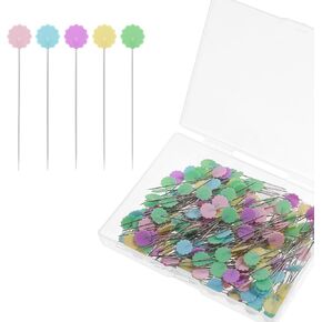 200 Pcs Flat Head Straight Pins, Flower Head Sewing Pins Multicolor Fixed Sewing Marker Needle Straight Quilting Pin Craft Positioning Pin for Crafting Dressmaker Crafts Making