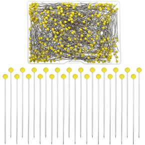 500 PCS دبابيس خياطة ، رأس زجاجي أصفر دبابيس مستقيم من الفولاذ المقاوم للصدأ للخياطة ، الحرف اليدوية ، صنع المجوهرات ، DIY