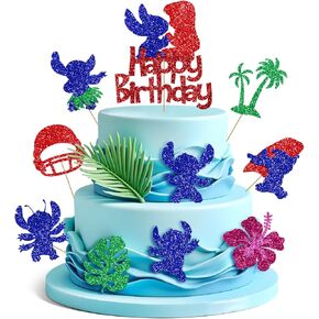 10pcs Glitter Cartoon Birthday Decorations Cake Toppers, Cute New Movie Theme Birthday Party Cake Decorations For Boys Girls Baby Shower Party