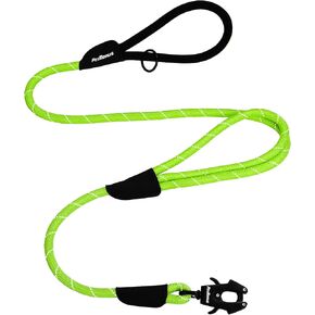 PetBonus Two Handles Dog Leash, 5FT Heavy Duty Pet Rope Leash with Quick Release Metal Clip, Comfortable Durable Traffic Handle, Reflective Training Lead for Medium Large Dogs (Black)