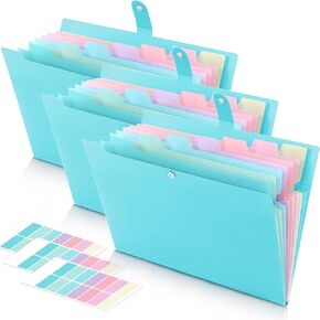 13 Pocket Accordian File Organizer, Expanding File Folder with Tabs, Monthly Accordion Folder A4 Letter Size Paper Document Receipt Holder for School Office Supplies, Haze Blue