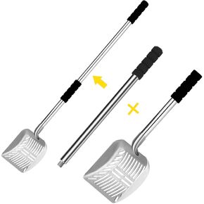 Stainless Steel Cat Litter Scoop with Extended Handle, 31.5 inch Long, Non-Slip Grip, Sturdy Mesh Scooper,Detachable Design
