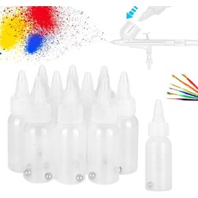 30ml Paint Bottles, 10Pcs Airbrush Paint Bottles Jars Clear Empty Plastic Paint Storage Bottles Paint Mixer Airbrush Accessories Airbrush Painting Supplies with Scale