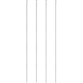 HARFINGTON 4pcs Upholstery Needles 3mm Diameter 250mm (9.84") Extra Long Large Eye Stitching Sewing Straight Hand Needles Stainless Steel for Leather Tapestry Embroidery Tufting Webbing