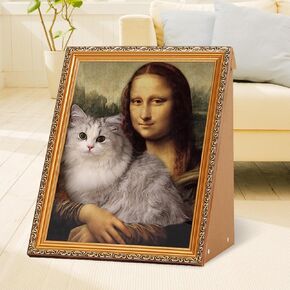 Mona Lisa Cat Scratcher Bed - 3D Art Armrest Design, 50lbs Eco-Friendly Cardboard, No-Tools Assembly for Cats/Rabbits​