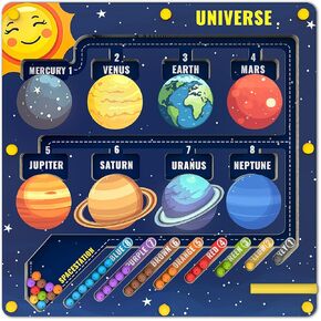 Magnetic Color and Number Maze, Montessori Toys for 3+ Year Old, Wooden Puzzle Activity Board,Montessori Toys,Magnet Maze, Kids Boys Girls Preschoolers 3 4 5 Years Old, XKCI02