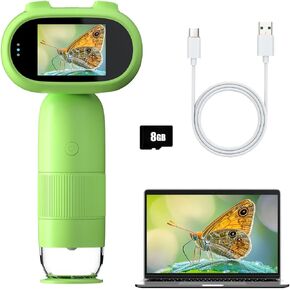 Microscope for Kids - Handheld Portable Digital 1000X Magnification - Kids Microscope for Ages 3-12, Educational Science Toys, Christmas Birthday Gifts for Boys & Girls Includes 8GB TF Card