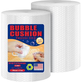 RPJC 12 Inch x 72 Feet Bubble Wrap Roll with Every 12 inches Easy Tearing Perforation for Moving Packing and Shipping Cushioning Made in US