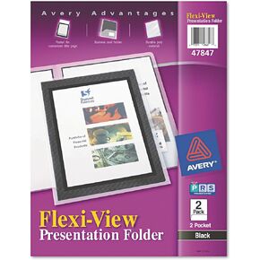 Avery 47847 Flexi-View Presentation Folder, 2-Pockets, 8.5 x 11, Black, 2/Pack