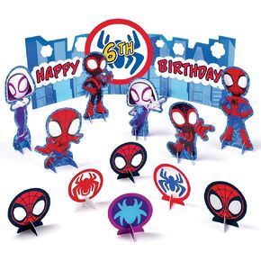 amscan Spidey & Friends Paper Party Centerpiece - 4.2" - 10.4" | Assorted Design | 1 Set of 15 Pcs