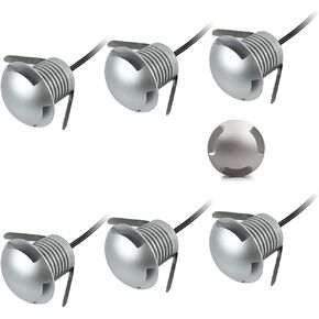 E-Simpo 6pcs 3W DC12-24V DC 280LM مقاوم للماء LED تحت الأرض مصباح البئر ، ينبعث من الجانبية ، اتجاهي الألمنيوم ثلاثي الاتجاهات ، سلالم مسار مسار LED أفقي (6 عبوات Q3 أبيض دافئ)