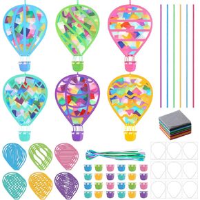 24 Sets Hot Air Balloons Tissue Paper Craft Kits Back to School Crafts DIY Hot Air Hanging Ornaments Make Your Own Back to School Party Decoration Supplies for DIY Activities Supplies