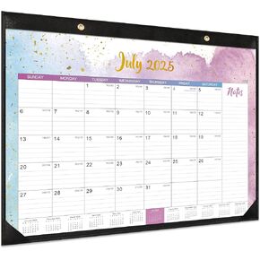 2025-2026 Desk Calendar - Large Desk Calendar 2025-2026, Jul.2025 - Dec.2026, 22" x 17", Corner Protectors, Large Ruled Block - Multicolor Waterink