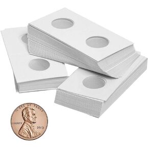 90 PCS 3-Hole Coin Flips for Penny - 20.5mm/0.8inch Cardboard Holders for Dime,Lincoln Cent 2x2 inch Pockets CS31205H3