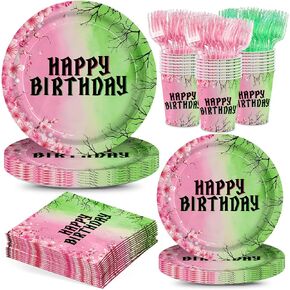 120pcs Witch Birthday Party Supplies Pink Goes Good with Green Plates Napkins Disposable Tableware Set Paper Cups for Girls Birthday Party Decorations Severs 24 Guests