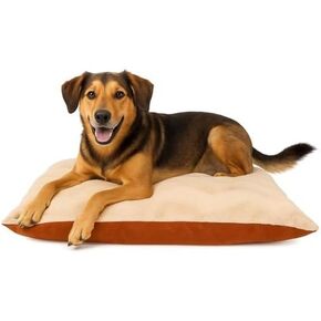 Furhaven Large Plush & Twill High-Loft Pillow Pet Bed, Spice