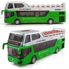 Toy City Bus with Lights & Sounds for Boys and Girls, Realstic Double Decker Bus Toy Great Gift for Kids Boys Girls Ages 3 and Up (Green)