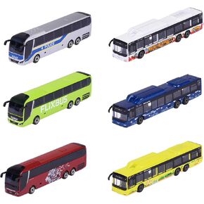 Majorette 212053159 City Bus Toy Bus with Freewheel and Suspension, Metal Body, 13 cm Long, for Children from 3 Years, Delivery 1 Piece, Multicoloured