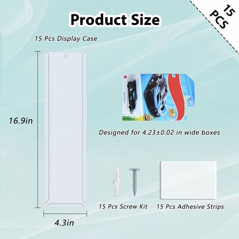 15 Pcs Model Car Display Case Wall Mount Compatible with Hot Wheels Matchbox Cars Packaged, Model Cars Storage Case for Hot Wheels Packaged Diecast Blister Toy Cars Wall Display Shelf Rack in Kuwait