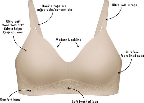 PLAYTEX Women's Secrets, ComfortFlex Wirefree Full-Coverage, Wireless Convertible T-Shirt Bra in Saudi Arabia