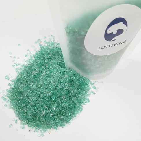 LUSTERING High Luster Crushed Glass Glitter, Broken Glass, Glass Chips for Crafts DIY Epoxy Resin Art, Nail Art, Jewelry Making,Geode Painting, 3-6mm,200g/7oz (Turquoise) in Kuwait