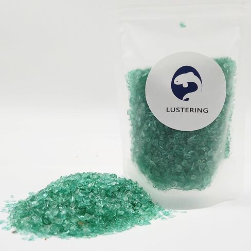 LUSTERING High Luster Crushed Glass Glitter, Broken Glass, Glass Chips for Crafts DIY Epoxy Resin Art, Nail Art, Jewelry Making,Geode Painting, 3-6mm,200g/7oz (Turquoise) in Kuwait