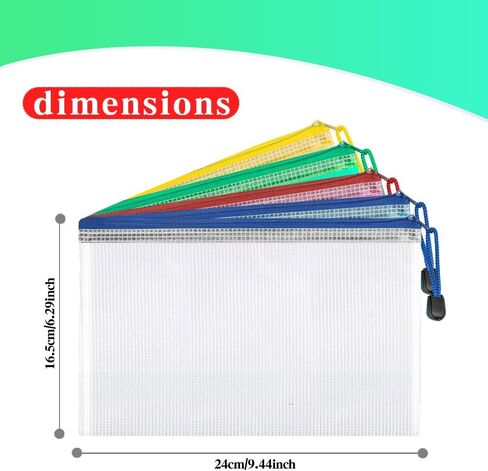 25 Pack Mesh Zipper Pouch Bags, A5 Plastic Zipper Pouches for Organization, Zipper Bags for Organizing Storage Letter Size Label Pocket Board Game Document Bag for Office Classroom School Supplies in Saudi Arabia