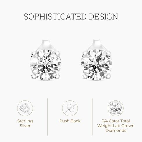 Gilded 1/4 ct. T.W. Round Lab Diamond (SI1-SI2 Clarity, F-G Color) and Sterling Silver Stud Earrings in Saudi Arabia