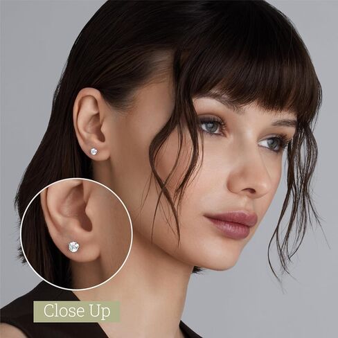 Gilded 1/4 ct. T.W. Round Lab Diamond (SI1-SI2 Clarity, F-G Color) and Sterling Silver Stud Earrings in Saudi Arabia