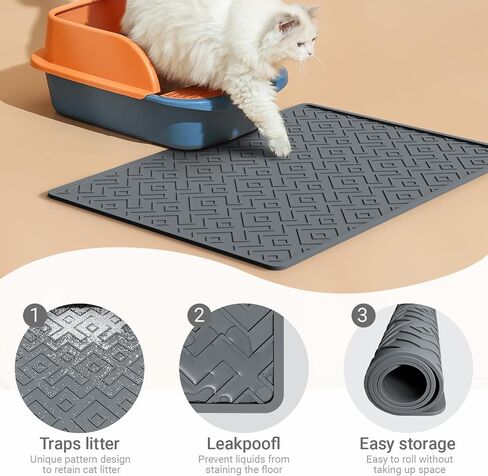 Cat Litter Mat 28"x20" – Large Silicone Litter Trapping Mat, Waterproof, Non-Slip, Easy to Clean, Soft & Durable Floor Mat for Cats & Pets in Saudi Arabia