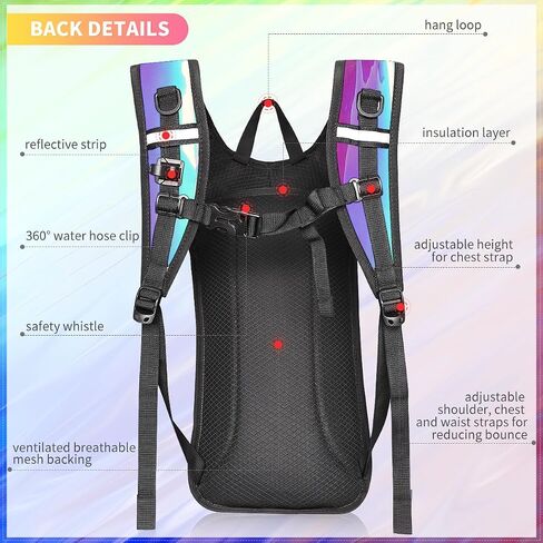 Hydration Backpack, Water Backpack with 2L Hydration Bladder, Rave Backpack Hydration Pack, Festival Essential for Raves, Hiking, Cycling, Climbing, Running, Outdoor, Camping and More in Kuwait