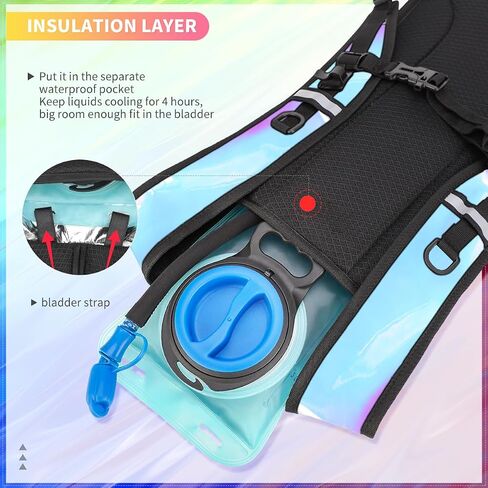 Hydration Backpack, Water Backpack with 2L Hydration Bladder, Rave Backpack Hydration Pack, Festival Essential for Raves, Hiking, Cycling, Climbing, Running, Outdoor, Camping and More in Kuwait