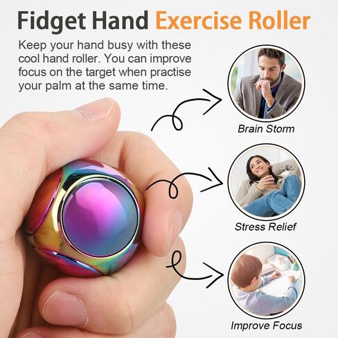Cool Stress Ball Fidget Spinners for Kids Adults, Metal Handheld Gadget Kinetic Desk Toy Finger Hand Spinner Fingertip Gyro Goody Bag Fillers Fun Idea Gift Silver in Saudi Arabia